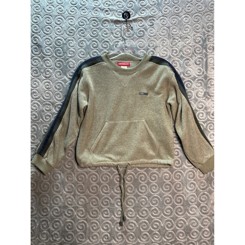 UNIONBAY Small Gray Fleece Pullover Sweatshirt with Pocket‎ and Stripe Detail